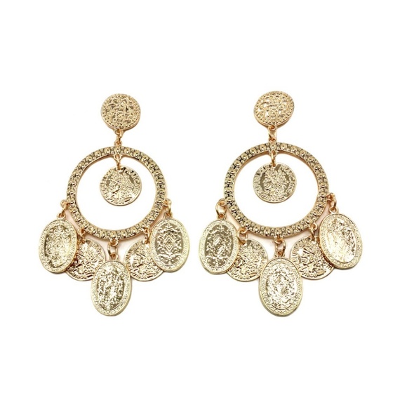 gold coin drop earrings - Picture 5 of 5